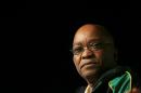 South African President Jacob Zuma looks on before delivering an address in Polokwane