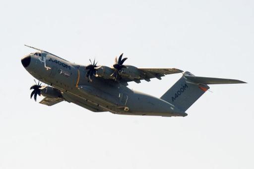 An Airbus A400M aircraft taking off from the southwestern French city of Toulouse