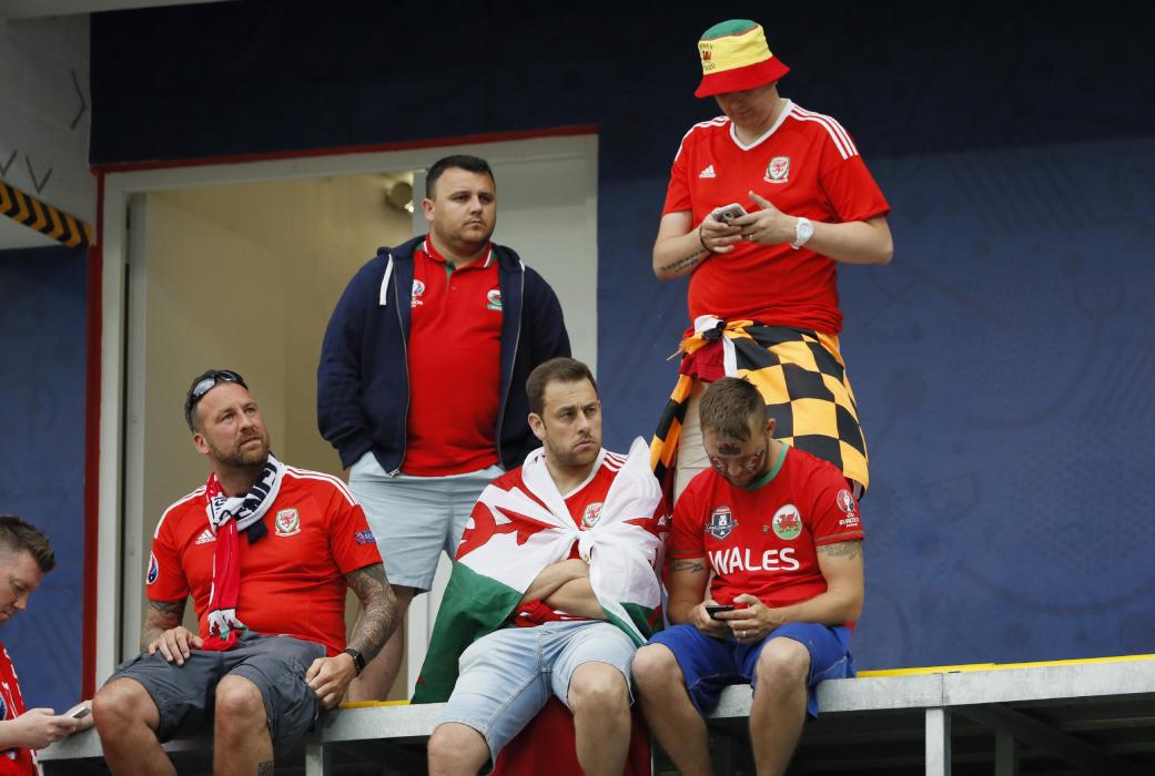 Wales fans react at the end of the game