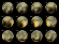 This combination of images made by NASA's Hubble Space Telescope in 2002 and 2003 shows Pluto at different angles. NASA's New Horizons spacecraft is nearing the end of its nine-year voyage to Pluto, and has just over 100 million miles to go before getting there in July 2015. Starting Sunday, Jan. 25, 2015, it will begin photographing the mysterious, unexplored, icy world once deemed a planet. (AP Photo/NASA, ESA, M. Buie)