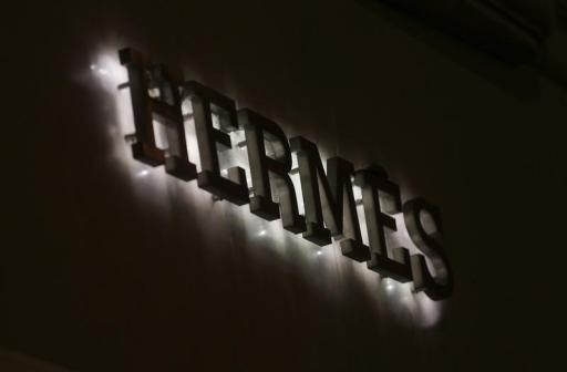 A Hermes sign is seen on one of their Paris stores