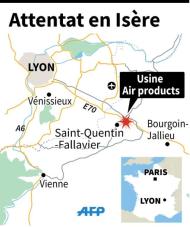 Carte de localisation de l'attentat à Saint-Quentin-Fallavier dans l'Isère