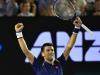 Novak Djokovic, vainqueur de Roger Federer en demi-finale de l'Open d'Australie, le 28 janvier 2016 à Melbourne