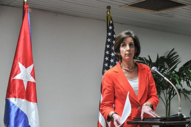 La subsecretaria de Estado estadounidense para América Latina, Roberta Jacobson,habla sobre las negociaciones con cuba el 22 de enero de 2015 en La Habana