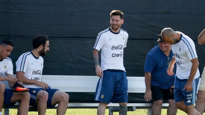 Lionel Messi em treinamento da seleÃ§Ã£o argentina, em 3 de junho, em San JosÃ©