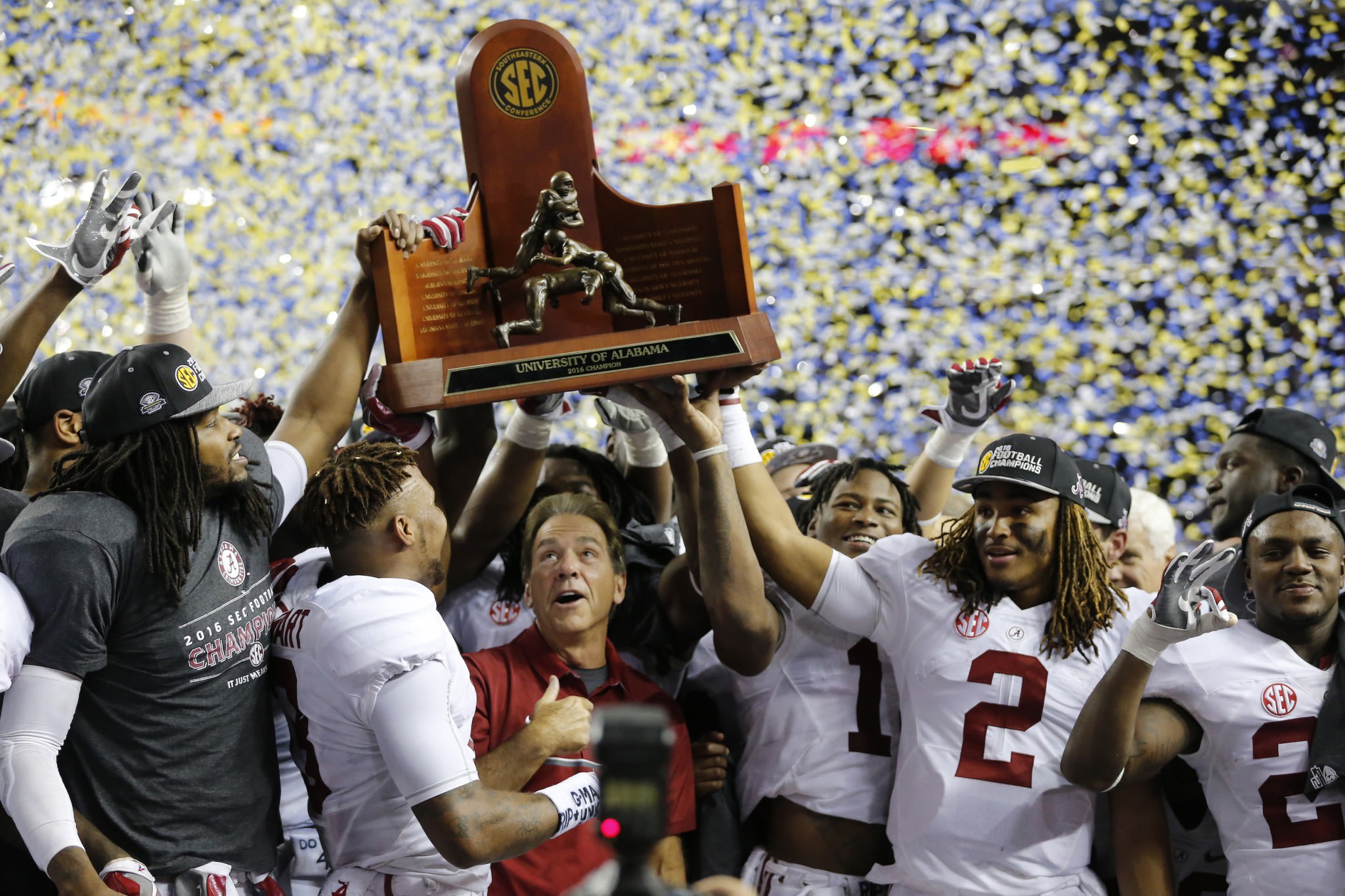 Image result for Alabama dominated Florida 54-16 to claim third-straight SEC title, top CFP seed