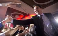 Liberal leader Justin Trudeau greets supporters at the Liberal party headquarters in Montreal, Tuesday, Oct. 20, 2015. Trudeau, the son of late Prime Minister Pierre Trudeau, became Canada’s new prime minister after beating Conservative Stephen Harper. (Justin Tang/The Canadian Press via AP) MANDATORY CREDIT