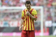 Messi, con la camiseta alternativa de Barcelona que lleva los colores catalanes