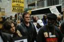 El director de cine estadounidense Quentin Tarantino durante una marcha contra la brutalidad policial el 24 de octubre de 2015 en Nueva York