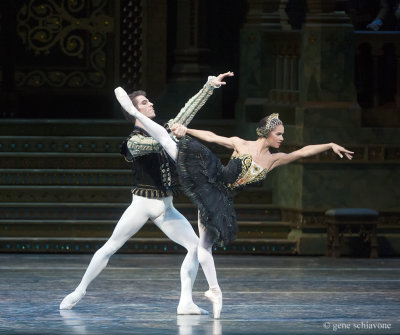 This photo provided by American Ballet Theater, Misty Copeland and James Whiteside appear in Swan Lake at the Metropolitan Opera House on June 24, 201...