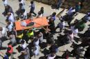 Mourners carry the body of 18-month-old Palestinian   baby Ali Dawabsheh, who was killed after his family's house was set to fire   in a suspected attack by Jewish extremists in Duma village near Nablus