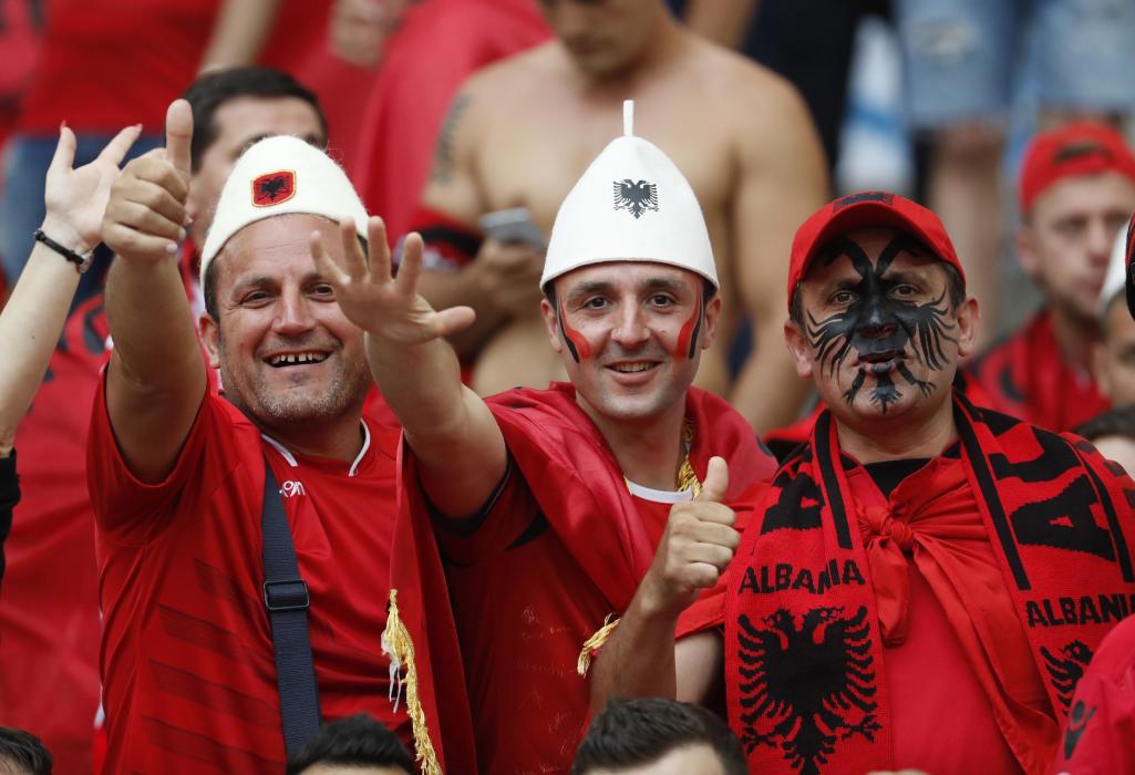 Albania fans before the match