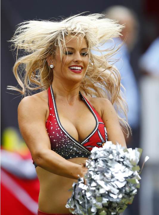 Tampa, Fla. Bay Buccaneers cheerleader during an NFL game at Raymond James Stadium in Tampa, Fla. on Sunday, Sept. 14, 2014. (Jeff Haynes/AP Images for Panini)