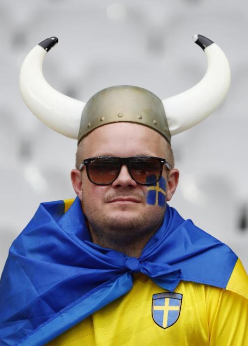 Sweden fan before the match