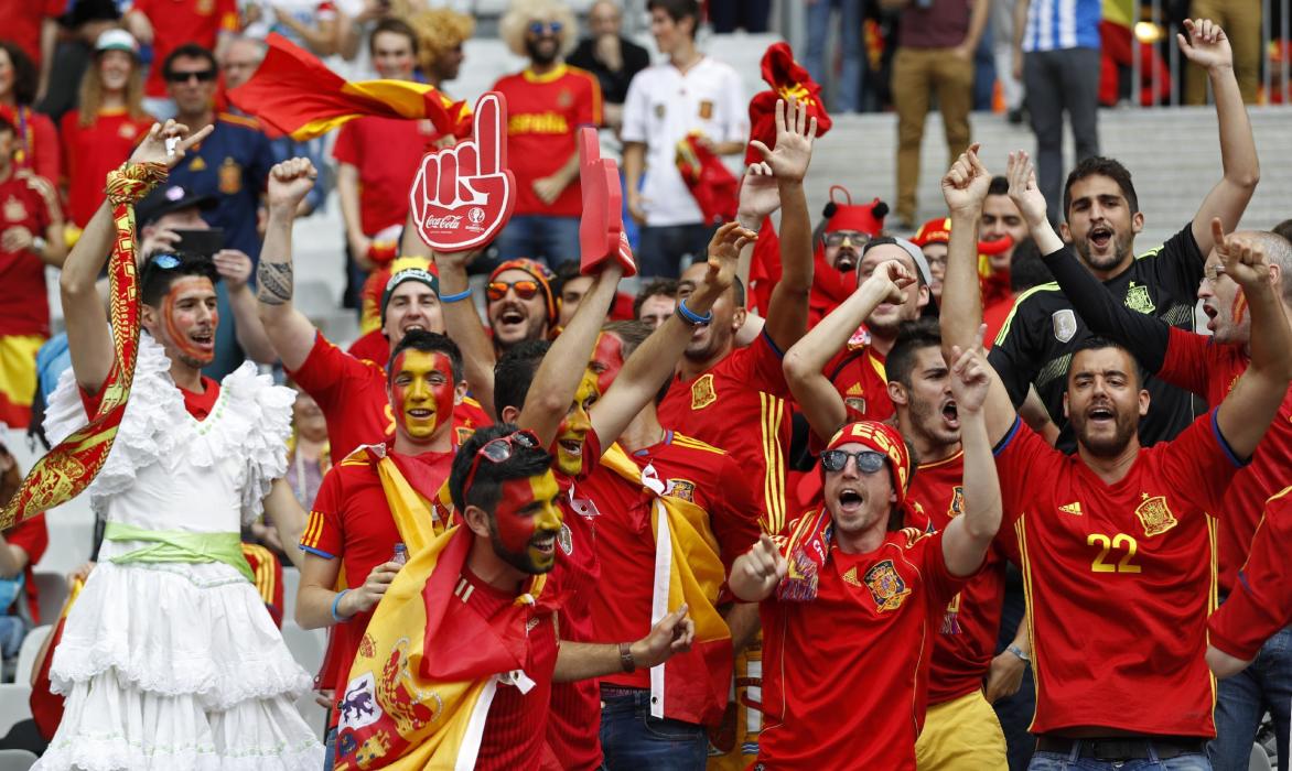Spain fans before the match