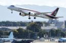 Mitsubishi Aircraft Corp's Mitsubishi Regional Jet (MRJ) takes off for a test flight at Nagoya Airfield in Toyoyama town, Japan