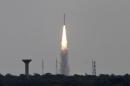 India's PSLV-C23, carrying five satellites, lifts off from the Satish Dhawan Space Centre in Sriharikota