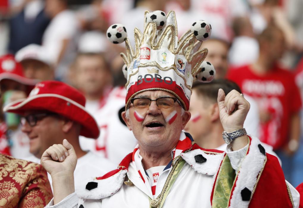 A Poland fan before the match