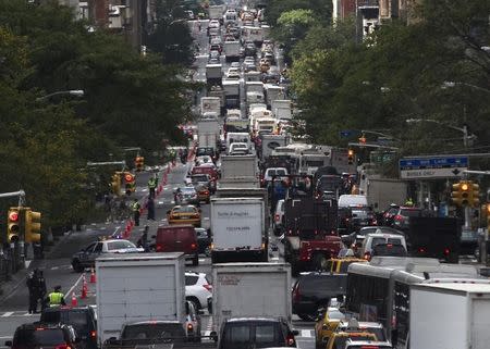 A heavy traffic jam on New York's 2nd Avenue builds up during the United Nations General Assembly in New York on September 26, 2013. REUTERS/Zoran Milich