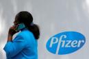 The Pfizer logo is seen at their world headquarters in Manhattan, New York, U.S.
