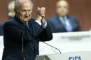 FIFA President Blatter gestures after he was   re-elected at the 65th FIFA Congress in Zurich