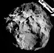 (Agência Espacial Europeia) O cometa 67P/Churyumov-Gerasimenko em foto tirada pela sonda espacial Rosetta, no dia 12 de novembro de 2015