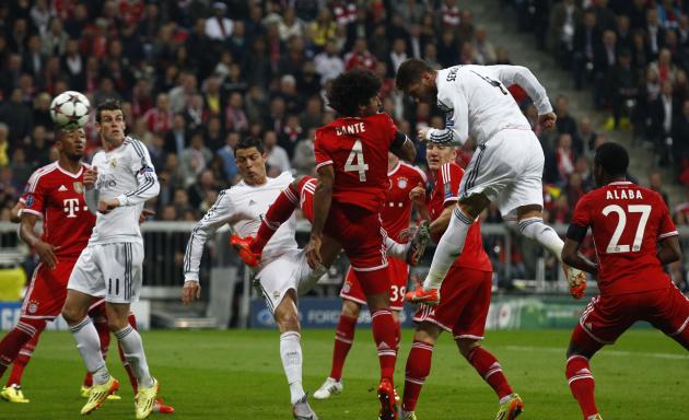 Real Madrid&#39;s Ramos scores against Bayern Munich in Champion&#39;s League semi-final second leg soccer match in Munich