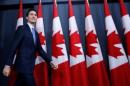 Canada's Prime Minister Justin Trudeau arrives   at a news conference in Ottawa