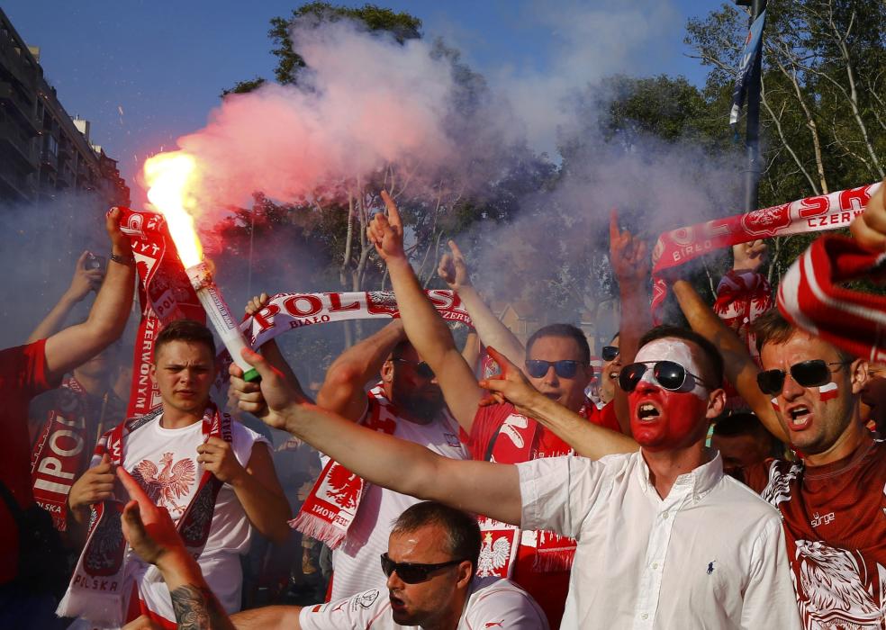 Poland fans gather before their team's match against Portugal in Marseille - EURO 2016