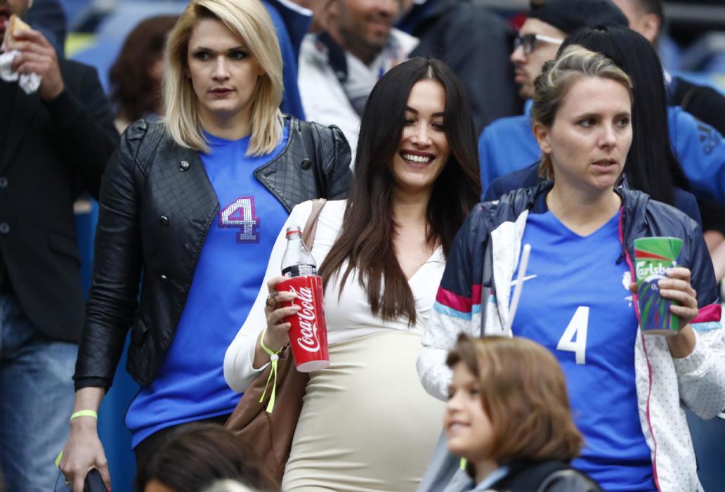 France's Adil Rami wife Sidonie Biemont in the stands