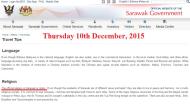 A screen capture of the official website showing before the removal of the claim that Islam is the official religion in Sarawak, December 11, 2015.