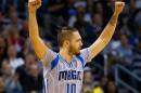 Evan Fournier, de los Orlando Magic, en un momento del partido de la NBA contra los visitantes Cleveland Cavaliers jugado el 26 de diciembre de 2014