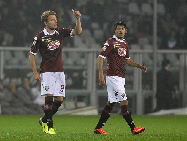 Torino's Immobile celebrates after scoring against Inter Milan during their Italian Serie A soccer match at the Olympic stadium in Turin