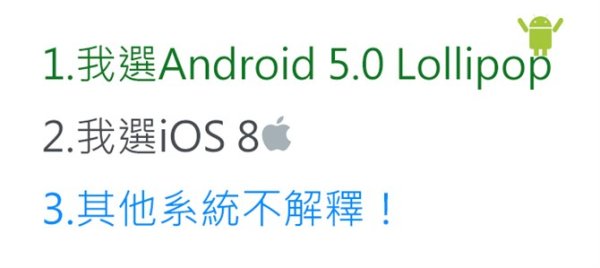 Android 5.0和iOS 8，你偏愛哪一邊？