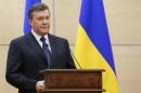 Ousted Ukrainian President Viktor Yanukovich makes a   statement during a news conference in the southern Russian city of Rostov-on-Don,   March 11, 2014