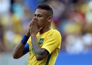 Neymar lamenta lance perdido em partida entre Brasil e Ãfrica do Sul, em estreia da seleÃ§Ã£o na OlimpÃ­ada. O jogo terminou 0 x 0.