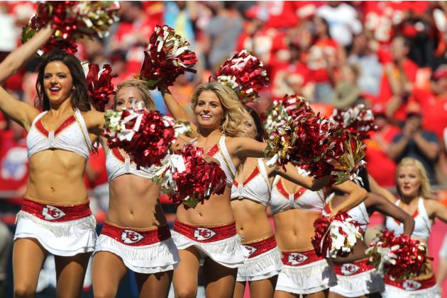 Kansas City Chiefs cheerleaders perform during a football game against the Tennessee Titans Sunday, Sept. 7, 2014, in Kansas City, MO. (AP Photo/Ed Zurga)
