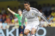 Cristiano Ronaldo festeja su gol en la victoria de Real Madrid 2-0 sobre Villarreal el 27 de septiembre del 2014 en Villarreal. Cristiano está a tres goles del récord de Raúl en la Liga de Campeones. (AP Photo/Alberto Saiz)
