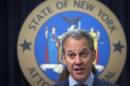 New York State Attorney General Schneiderman speaks during news conference about settlement announced against Bank Of America in Manhattan borough of New York