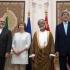 De izquierda a derecha: el ministro de Relaciones Exteriores de Irán, Mohammad Javad Zarif; la enviada de la Unión Europea, Catherine Ashton; el canciller de Omán, Yussef bin Alawi; y el secretario de Estado de Estados Unidos, John Kerry, posan para una fotografía en Mascat