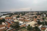 A view of the River Ubangi and the deserted streets of the capital Bangui, gripped by renewed violence, on September 29, 2015