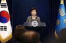 South Korean President Park Geun-Hye speaks during an   address to the nation, at the presidential Blue House in Seoul