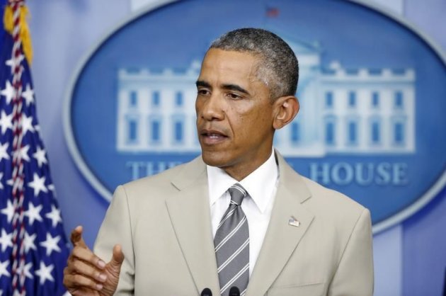 Barack Obama lors de sa conférence de presse du 28 août 2014.