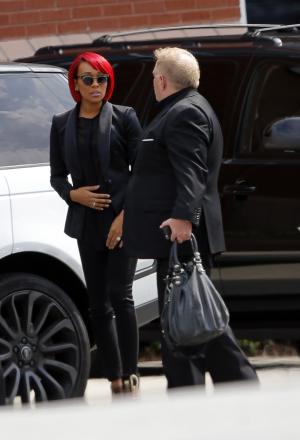 R&B singer Monica arrives for funeral services for …