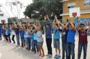 Egyptian children dance cheer blue