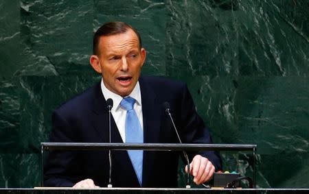 Tony Abbott, Prime Minister of Australia, addresses the 69th United Nations General Assembly at the U.N. headquarters in New York September 25, 2014. REUTERS/Lucas Jackson