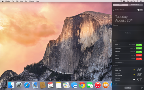 OS X Yosemite Today view