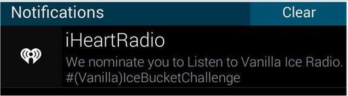 iHeart Radio notification recommending Vanilla Ice