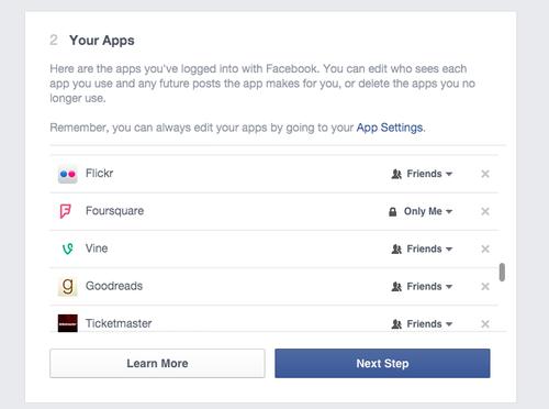 Facebook Privacy Checkup screenshot