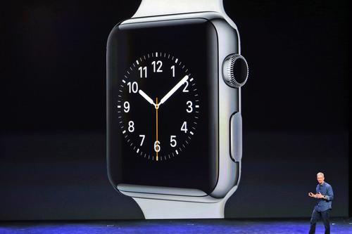 Tim Cook with screen showing the Apple Watch